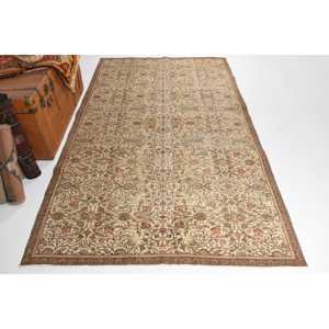 Turkish Rug, 0.4x8 ft Vintage Rug, <b>Brown</b> Red Floral <b>Wool</b> Rug - Product Image 1