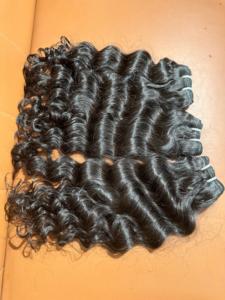 มัดผมหยิกดิบธรรมชาติแบบอินเดียสำหรับต่อผมมนุษย์ม้วนหนาเก็บได้ - Product Image 3