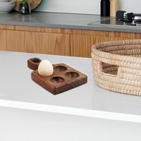 Bandeja Porta Huevos de Madera Ecológica Hecha a Mano con Asa, Utensilio de Cocina para Refrigerador o Encimera, Fábrica Vietnamita Lavihex 19x11cm