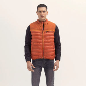 Lightweight Orange <b>Padded</b> Hooded Puffer <b>Jacket</b> Men Insulated Sleeveless Zip Front <b>Waterproof</b> Warm Body Warmer Outdoor Casual - Product Image 4