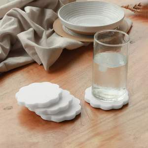 Handmade Wave Edge Natural Decorative Natural White <b>black</b> Marble <b>coasters</b> white <b>coaster</b> and <b>black</b> white <b>coaster</b> - Product Image 6