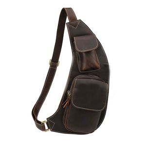 Black Men's Fashion Chest Sling Bag Custom Logo Crossbody Sport pouch Waist Vertical Hiking Fanny Bag Men Travel - Product Image 1