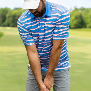 Haute qualité à la mode imprime 100% coton hommes polo respirant à manches courtes chemise de golf vêtements de travail décontractés - Product Image 5