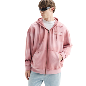 Sweat à capuche en molleton délavé imprimé et brodé pour homme, hiver 2025, 100% coton, streetwear décontracté - Product Image 2