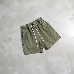2026 Streetwear personnalisé haute qualité soleil délavé cordon couleur unie Jogging sérigraphie Logo en détresse hommes lavage à l'acide Shorts - Product Image 2