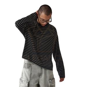 Camiseta a rayas de manga larga de corte regular, ropa de calle informal, Camiseta clásica, ropa de descanso diaria para otoño e invierno, camiseta de manga larga - Product Image 1