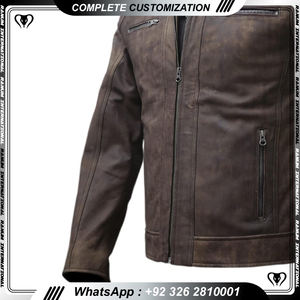 แจ็คเก็ตหนังวัวแท้ 100% คุณภาพสูง คอตั้ง สำหรับฤดูหนาว สีดำล้วน กันน้ำ เป็นมิตรกับสิ่งแวดล้อม แฟชั่นผู้ชาย สั่งทำได้ MOQ ต่ำ - Product Image 2