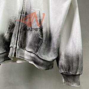 Sudadera con Capucha para Hombre, Estilo Desgastado, con Doble Cremallera, Lavado Ácido, Unisex - Product Image 3