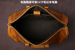 Sac de voyage pliable en cuir véritable durable avec fermeture éclair, design portable et doublure en cuir pour les voyages - Product Image 4
