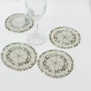 Elegant Beaded <b>Coaster</b> Superior Quality <b>Glass</b> Beads Topmost Quality Round Free Bead <b>Coasters</b> for Dining Table Wedding Decoration - Product Image 3