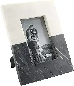 Exquisite Handmade Gold Trim Photo <b>Frame</b> Marble and <b>Brass</b> Inlay Natural Beauty Hand Crafted Design - Product Image 6