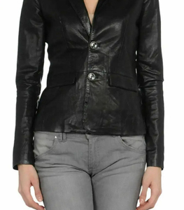 Blazer matelassé en cuir véritable pour femme, coupe ajustée, en peau de mouton de qualité supérieure, motif losanges, veste décontractée et professionnelle, manteau tendance - Product Image 5