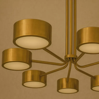 Lustre Sputnik en laiton unique, style Art moderne du milieu du siècle, industriel, fait main, vintage, pour maison et bureau, LED à intensité variable, lumière douce pour les yeux
