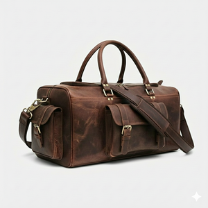 Bolsa de Viaje de Cuero de Búfalo de Grano Completo, Estilo Casual de Lujo, Color Chocolate, 20 Pulgadas, Grande, para Gimnasio, Fitness, Portátil, con Forro de Poliéster - Product Image 3