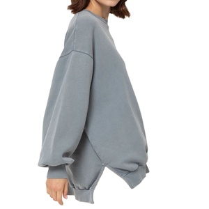 Women Oversized Knitted 100% Cotton Sweatshirt Cozy <b>Thick</b> <b>Fleece</b> Winter Loose Fit Front Logo 2026 - Product Image 4