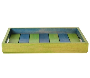 Bandeja de madera de haya de vapor verde azul, plato de servicio decorativo para mesa de desayuno, platos rectangulares decorativos para decoración del hogar - Product Image 3