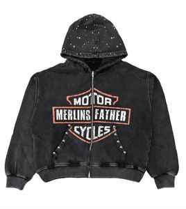 Vente en gros sweat à capuche homme surdimensionné personnalisé délavé à l'acide vêtements de rue délavés au soleil broderie 3D 100% coton sérigraphie DTF - Product Image 3