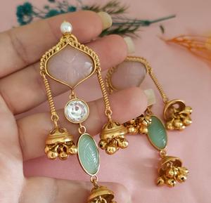 Boucles d'oreilles Kundan de qualité supérieure élégantes Beau look parfait pour les vêtements de mariage et les occasions spéciales Vêtements traditionnels - Product Image 4