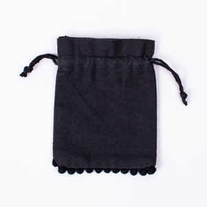 Pochette à cordon en coton faite à la main pour bijoux Sac cadeau de faveur de mariage avec logo personnalisé noir avec fermeture à cordon Mode indienne - Product Image 6