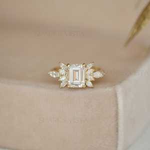 Anillo de Compromiso Clásico con Moissanita Redonda Creada en Laboratorio SPARKVISTA, con Detalles en Corte Marquesa, Plata de Ley 925, Elegante y Atemporal - Product Image 1