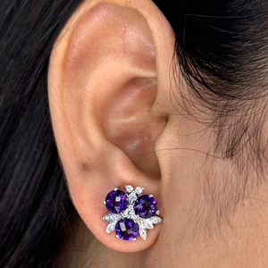 โลโก้ที่กำหนดเองของแท้อเมทิสต์อเมริกันเพชรสามเม็ดต่างหูเม็ดเดี่ยวหินดีไซน์ทันสมัยเครื่องประดับเงินราคาที่ดีที่สุดสำหรับวันครบรอบ - Product Image 2