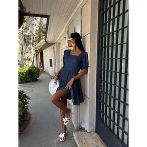 Cuello Cuadrado para Vestido de Tencel 2883 Transpirable con Cintura Natural y Detalle de Gipe - Product Image 6