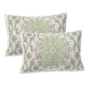 Green Floral Print 240 TC 100% Cotton Double Bed <b>Sheet</b> Set with 2 Pillow Covers <b>King</b> <b>Size</b> 3pc & 4pc Options Available (SHKV1042) - Product Image 3