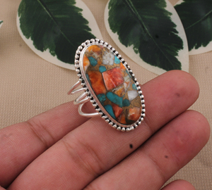 925 Sterling Silver Starling <b>Ring</b> with Bezel Setting <b>Turquoise</b> Gemstone Vintage Style Wedding & Party Gift for Women - Product Image 2