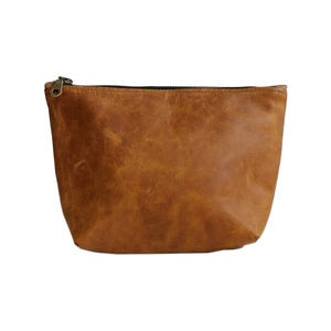 Estuche organizador de maquillaje de cuero Vintage púrpura Estuche cosmético con cierre de cremallera para productos de belleza - Product Image 2