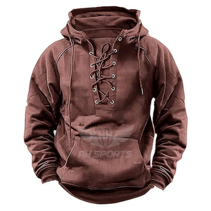 Jersey con cordones retro personalizado para hombre, sudaderas de gimnasio, Sudadera con capucha de carga atlética de corte holgado en forro polar directo del proveedor del fabricante - Product Image 1