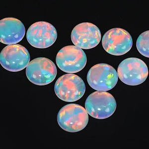 Ópalo sintético Welo redondo Flatback cabujón piedras preciosas sueltas fabricación de joyas ópalo de alta calidad proveedor al por mayor anillos pulsera - Product Image 1