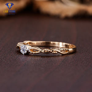 Lab-Stone Party Wear Bague en diamant 0.045 TDW taille ronde or rose couleur EF-VS - Product Image 2