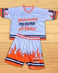 ชุดเสื้อยืดสองชิ้นสำหรับผู้ชายเสื้อสเวตเตอร์ถักแบบลำลองสำหรับฤดูร้อนพร้อมกางเกงขาสั้นโลโก้ออกแบบได้ตามต้องการ - Product Image 2