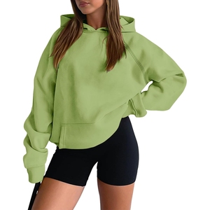 Último diseño, suéter con capucha para mujer, sudaderas con capucha, patrón sólido, sudadera de invierno, cuello forrado, estilo informal, 100% algodón de talla grande - Product Image 1