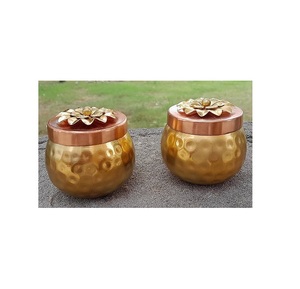 Pot à fruits secs fait à la main de qualité supérieure avec ensemble de 2 plaqués de couleur marron brillant avec une qualité standard aux meilleurs tarifs - Product Image 4