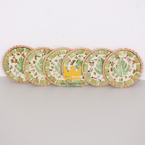 ที่รองแก้วอนุรักษ์สิ่งแวดล้อมทำด้วยมือจากหวายธรรมชาติเวียดนามที่มีหินสีสันสดใสสำหรับรับประทานอาหารโต๊ะน้ำชาหรือให้เป็นของขวัญ - Product Image 1