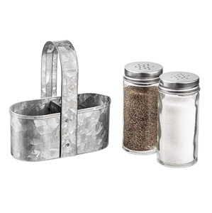 Juego de soporte para salero y pimentero de estaño de Metal galvanizado, bonito juego de sal y pimienta con Caddy para uso en restaurantes de granja - Product Image 4