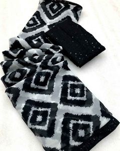 Sari Indio de Diseño Elegante, Estilo Étnico, en Georgette, Última Moda Digital Exclusiva, para Fiestas y Bodas, con Blusa para Mujer - Product Image 6