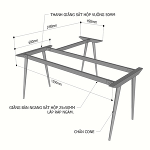 CONE Concept 160x150 Steel Table Legs Assembly Required HCCO017-in Stock! - Product Image 2
