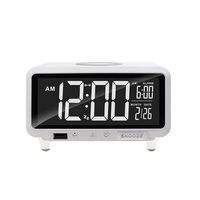 Jam Meja Pintar dengan Pengisian Daya Nirkabel 15W, Layar LCD Besar, Alarm, Lampu Malam, dan Pengisian Daya USB