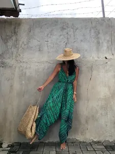 Combinaison bohème élégante sans manches, col en v, Sexy, dos nu, Tie Dye, vêtements de plage, 2023 rayonne, nouvelle collection 100% - Product Image 3