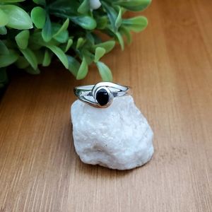 แหวนเงินสเตอริง925แบบคลาสสิกแหวนพลอยโอนิกซ์สีดำทรงไข่ตัดเครื่องประดับที่ดีสำหรับงานแต่งงานงานหมั้นงานปาร์ตี้วันครบรอบ-ของขวัญ - Product Image 1