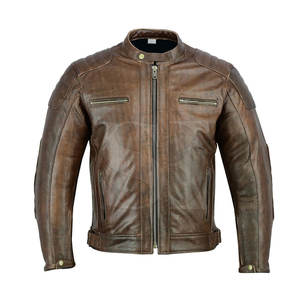 Veste de moto zippée personnalisée pour hommes Streetwear en cuir PU coupe-vent à la mode pour la conduite de moto en hiver - Product Image 1
