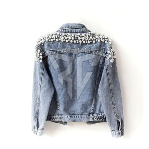 แจ็กเก็ตกางเกงยีนส์ระบายอากาศแขนยาวคอตั้งของผู้หญิงสำหรับฤดูหนาวผลิตตามสั่ง - Product Image 2