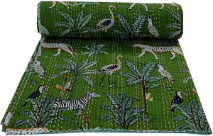 Wholesale Price Indian Handmade Embroidered Kantha <b>Bedspread</b> <b>Quilt</b> Wild Cotton Print Handcrafted Kantha Work for Home & Hotel - Product Image 1