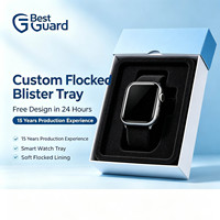 Plateau blister personnalisé floqué, doublure douce en plastique pour emballage intérieur de boîte cadeau de montre connectée
