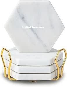 Unique Creative square Acacia solid <b>wood</b> and marble coasters <b>Set</b> of 4 With Terrazzo perfect for coffee and <b>tea</b> or Coffee Lovers - Product Image 3