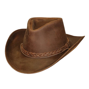 Chapeaux de cowboy en cuir de vachette de haute qualité, tendance, pour hommes, chapeau western à large bord, chapeau en feutre en cuir PU - Product Image 6