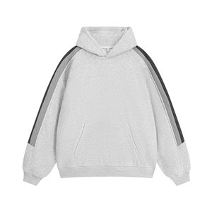 Mejor venta de ropa fabricante al por mayor de encargo 380 Gsm sudaderas con capucha mezcla de algodón a rayas Unisex sudaderas con capucha de gran tamaño - Product Image 6