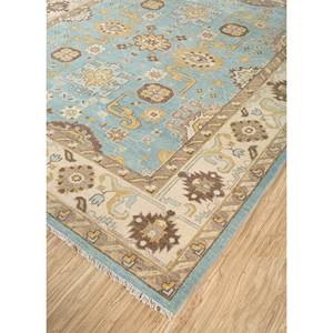 Tapis en laine noué à la main Cyanna Blue 9x12 rectangulaire, motif médaillon abstrait, idéal pour couloir, entrée, chambre à coucher Pkwl-972 - Product Image 2